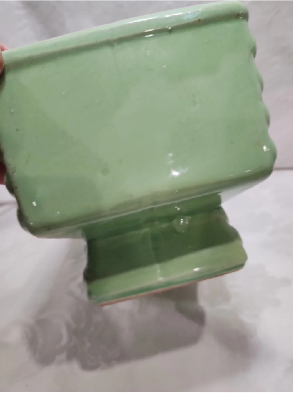 Vintage McCoy Pottery Planter Green Glazed Quilted MCM